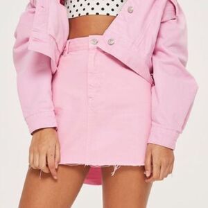 NWOT Topshop Moto Bubblegum Pink Distressed Mini Skirt Size 6